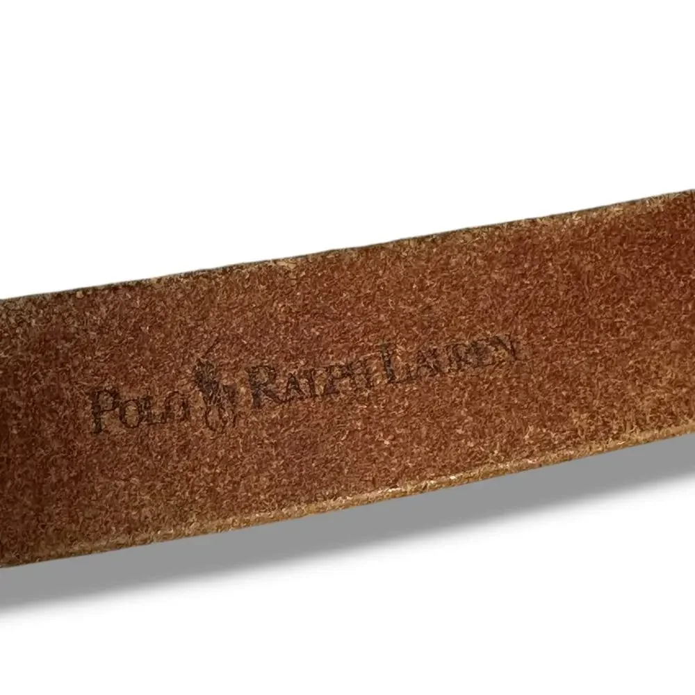 Vintage 90s Y2K Polo Ralph Lauren Italian Saddle Leather Belt Brown Brass Sz 34